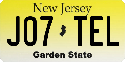NJ license plate J07TEL
