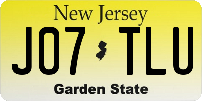 NJ license plate J07TLU