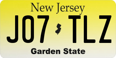 NJ license plate J07TLZ