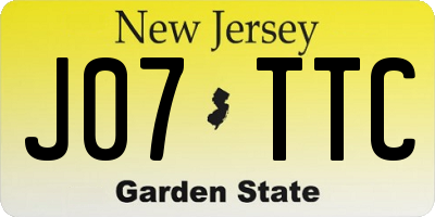 NJ license plate J07TTC