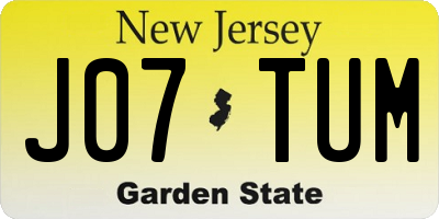 NJ license plate J07TUM