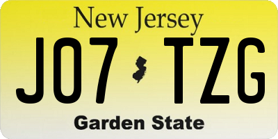 NJ license plate J07TZG