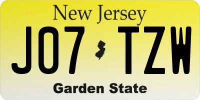 NJ license plate J07TZW