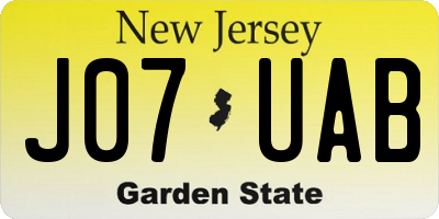 NJ license plate J07UAB