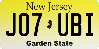 NJ license plate J07UBI