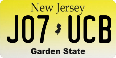 NJ license plate J07UCB