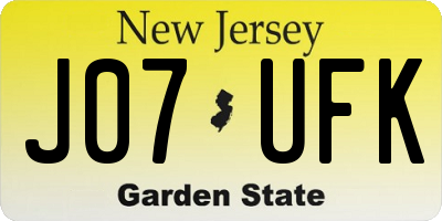 NJ license plate J07UFK