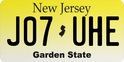NJ license plate J07UHE