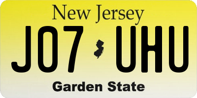 NJ license plate J07UHU