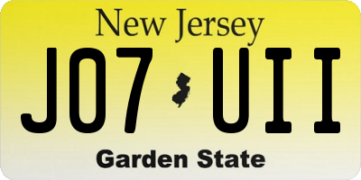 NJ license plate J07UII