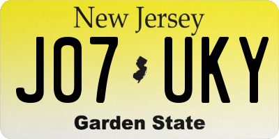 NJ license plate J07UKY
