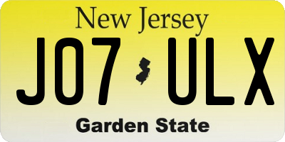 NJ license plate J07ULX