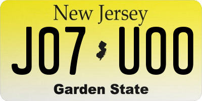 NJ license plate J07UOO