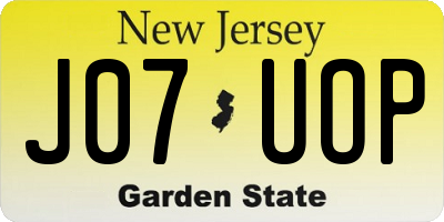 NJ license plate J07UOP