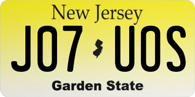 NJ license plate J07UOS