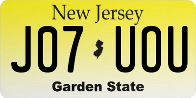 NJ license plate J07UOU