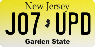 NJ license plate J07UPD