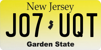 NJ license plate J07UQT