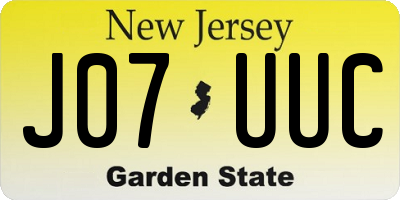 NJ license plate J07UUC