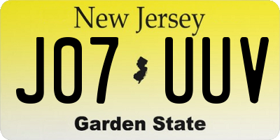 NJ license plate J07UUV