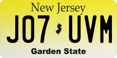 NJ license plate J07UVM