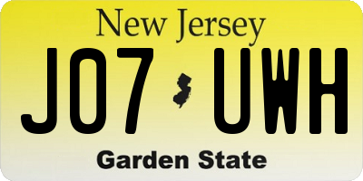 NJ license plate J07UWH