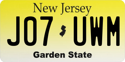 NJ license plate J07UWM