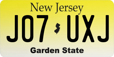 NJ license plate J07UXJ