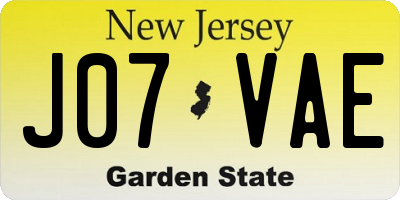 NJ license plate J07VAE