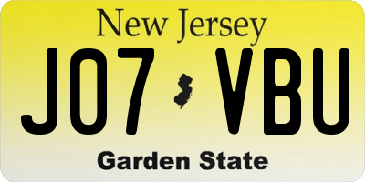 NJ license plate J07VBU