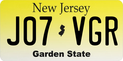NJ license plate J07VGR