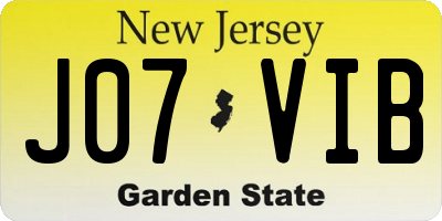NJ license plate J07VIB