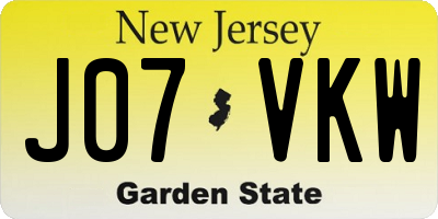 NJ license plate J07VKW