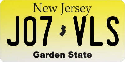 NJ license plate J07VLS