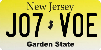 NJ license plate J07VOE