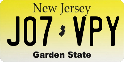 NJ license plate J07VPY
