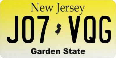 NJ license plate J07VQG