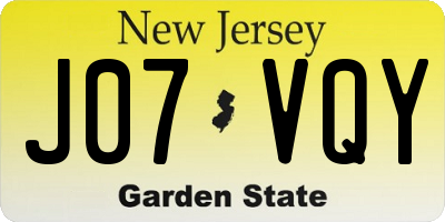 NJ license plate J07VQY
