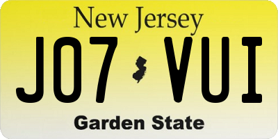 NJ license plate J07VUI