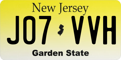 NJ license plate J07VVH