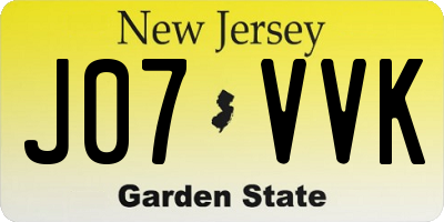 NJ license plate J07VVK