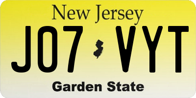 NJ license plate J07VYT