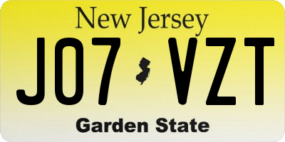 NJ license plate J07VZT