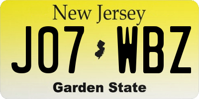 NJ license plate J07WBZ