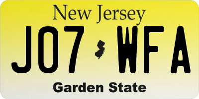 NJ license plate J07WFA