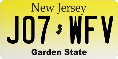 NJ license plate J07WFV