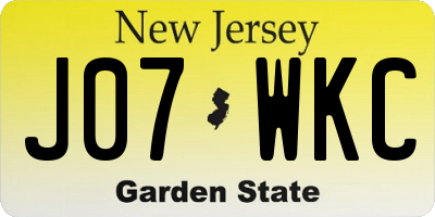 NJ license plate J07WKC