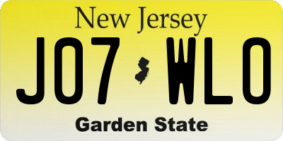 NJ license plate J07WLO