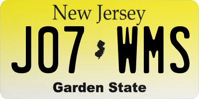 NJ license plate J07WMS