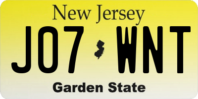 NJ license plate J07WNT